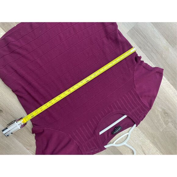 Lane Bryant Maroon Purple Short Sleeve Striped Knit Sweater, Size 26/28 (3XL) - Picture 4 of 9